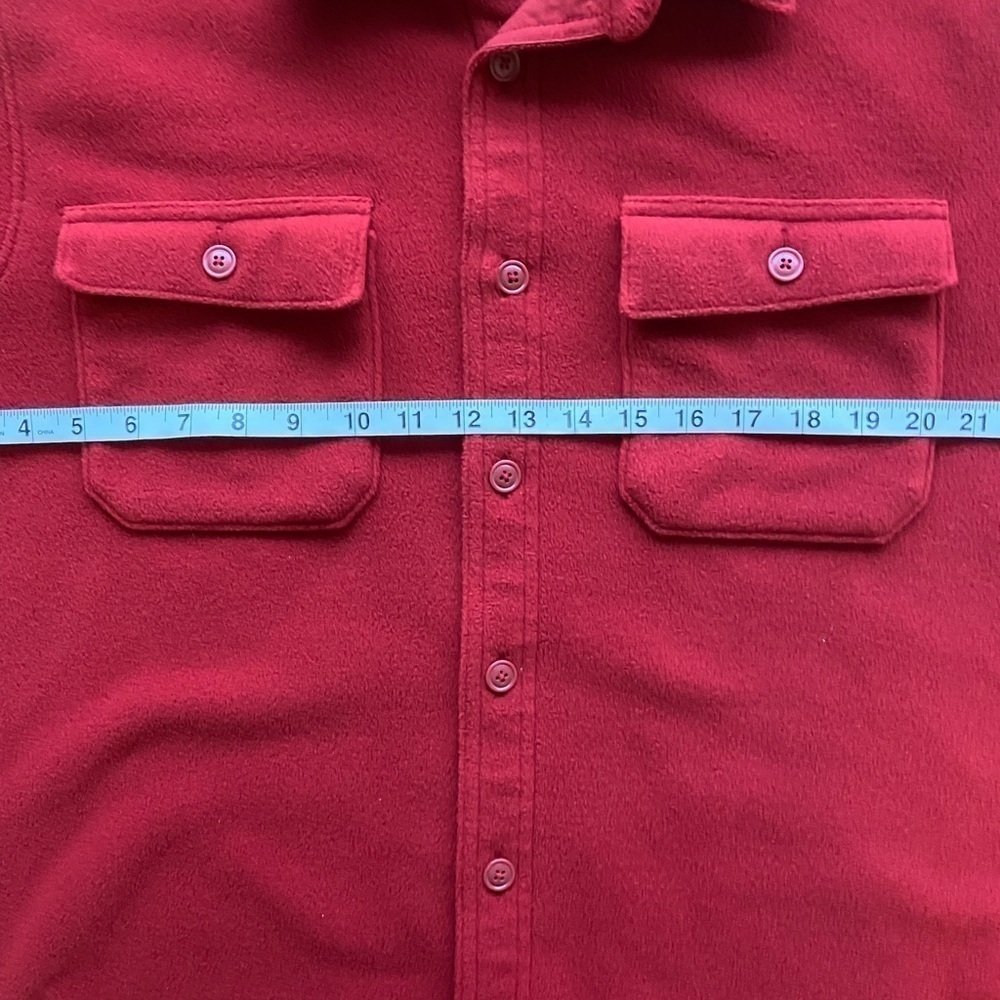 L.L. Bean Freeport Maine Chamois Button Up Shirt Sz Medium Red Polyester Camp - Picture 6 of 9